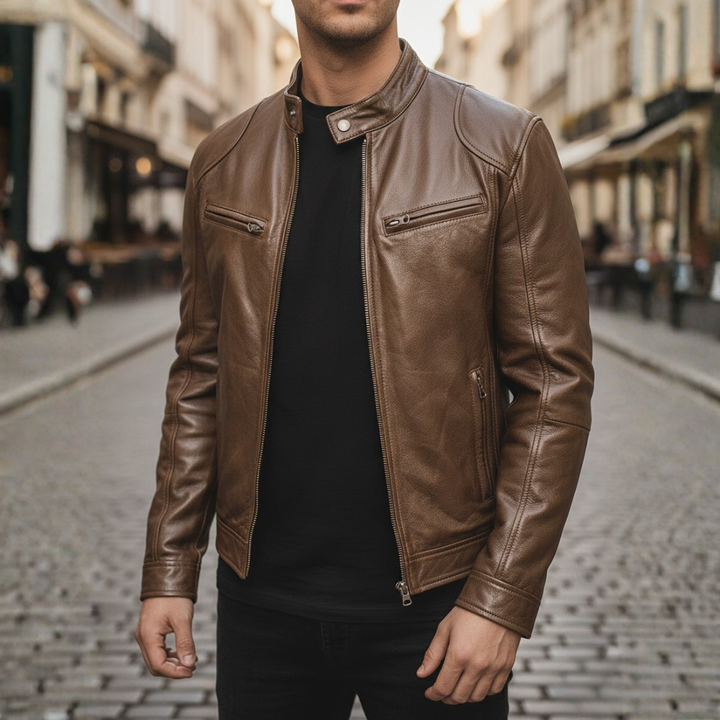 Men Faux Leather Slim Biker Moto Jacket