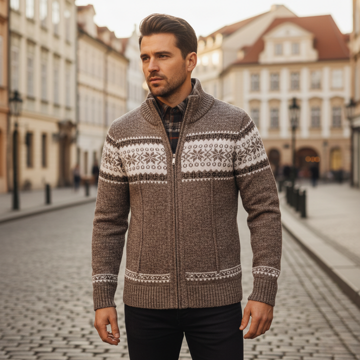 Men Nordic Full Zip Cardigan Sweater