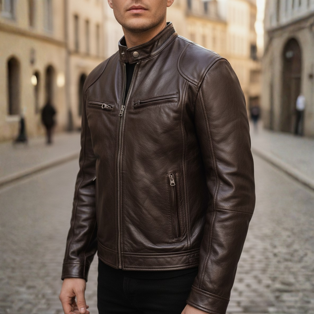 Men Faux Leather Slim Biker Moto Jacket