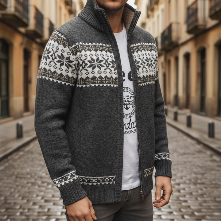 Men Nordic Full Zip Cardigan Sweater