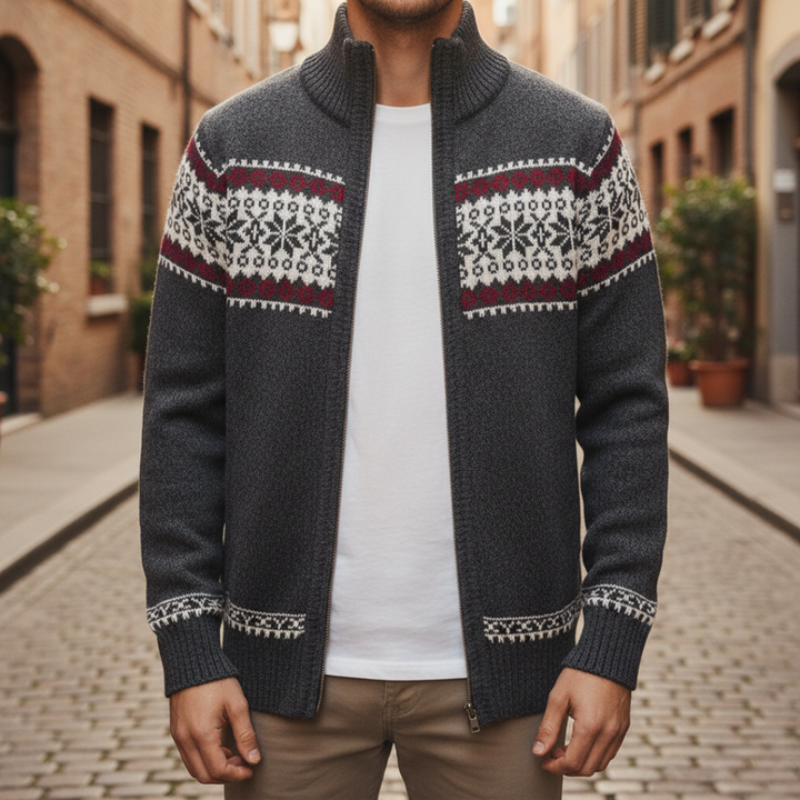 Men Nordic Full Zip Cardigan Sweater