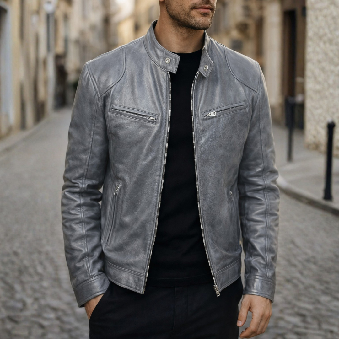 Men Faux Leather Slim Biker Moto Jacket