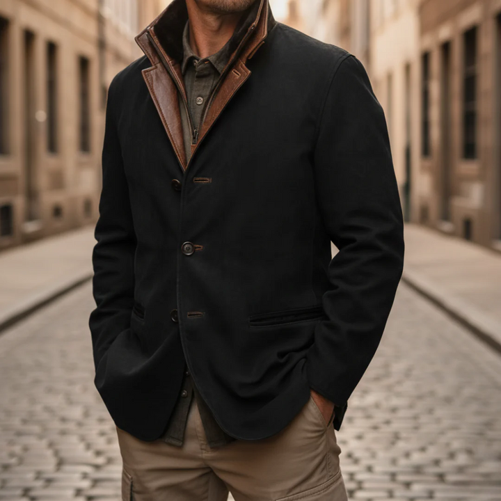 Men Suede Fur Collar Blazer Jacket