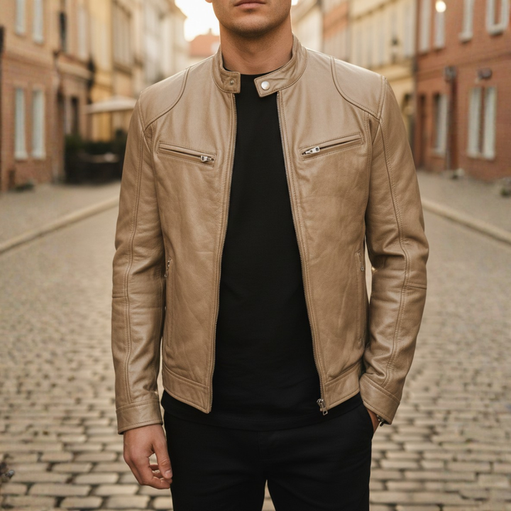 Men Faux Leather Slim Biker Moto Jacket