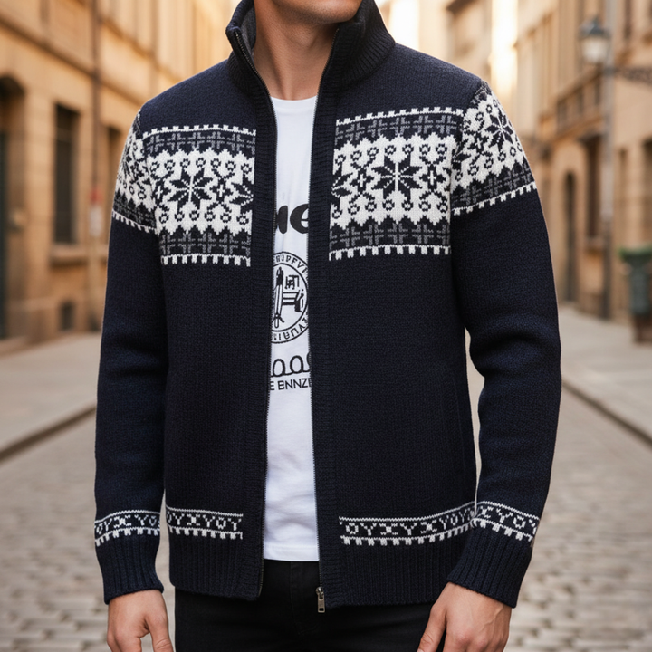 Men Nordic Full Zip Cardigan Sweater