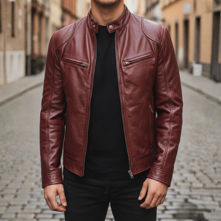 Men Faux Leather Slim Biker Moto Jacket