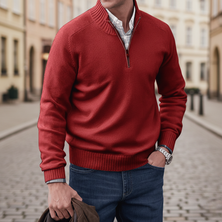 Men Quarter Zip Mock Neck Sweater