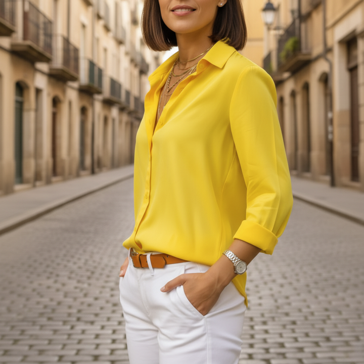 Women Chiffon Button Down Blouse